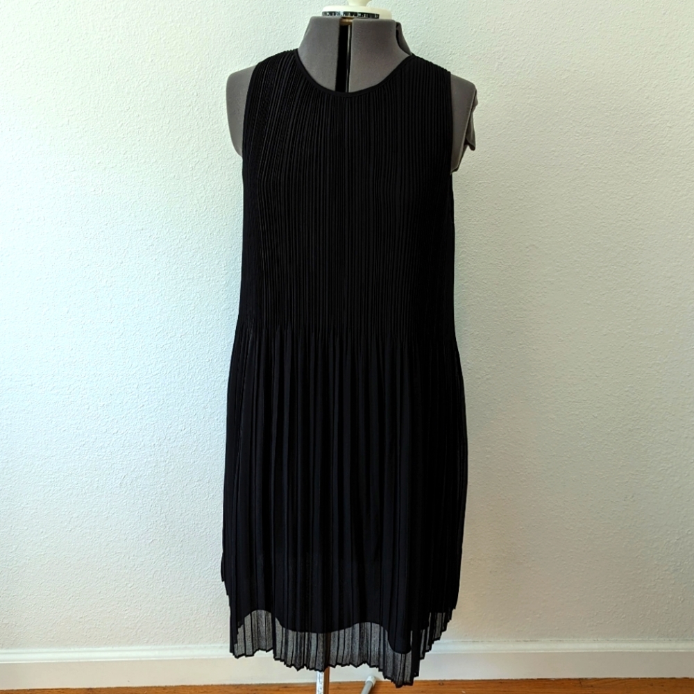 Halogen Pleated Little Black Dress
